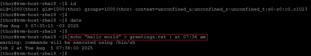 Scheduling with at and cron on RHEL - DPC Virtual Tips